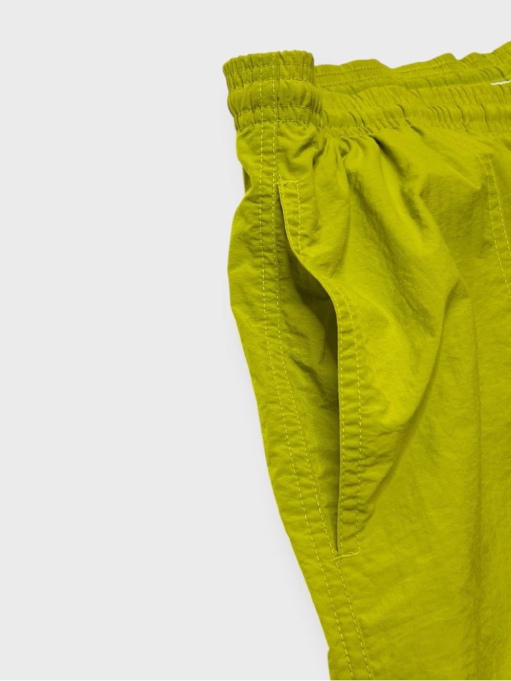 Vintage 90s Cheetah Nylon Lime Green Swim Trunks, Mesh Lined Shorts, Pockets L - Picture 5 of 9